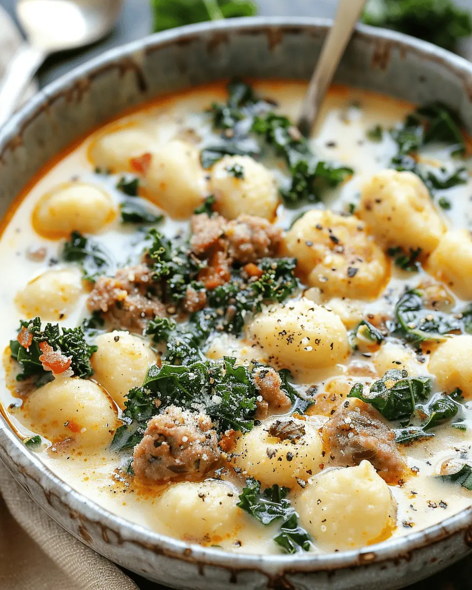 easy soup recipes: Comforting Italian Sausage and Kale Gnocchi Soup