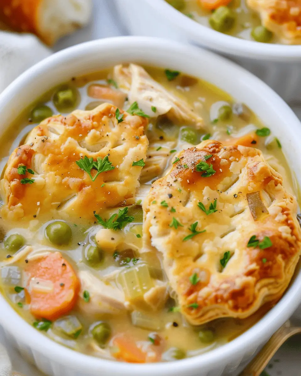 Easy Soup Recipes: Cozy Chicken Pot Pie Soup with Turkey Bacon