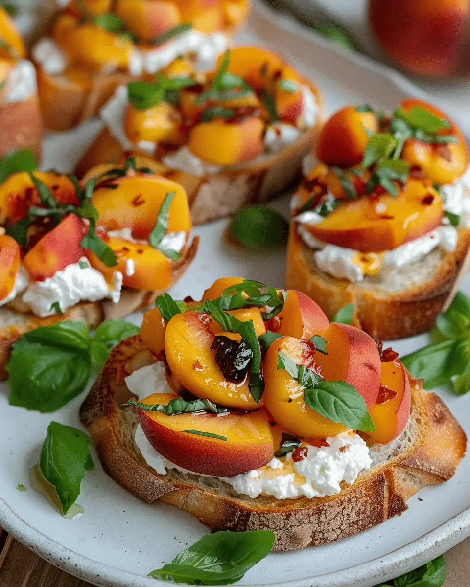 Easy Summer Meals Ideas: Quick Peach Bruschetta with Whipped Ricotta Delight