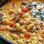 easy soup recipes : One-Pot Macaroni Cheeseburger Soup No Velveeta