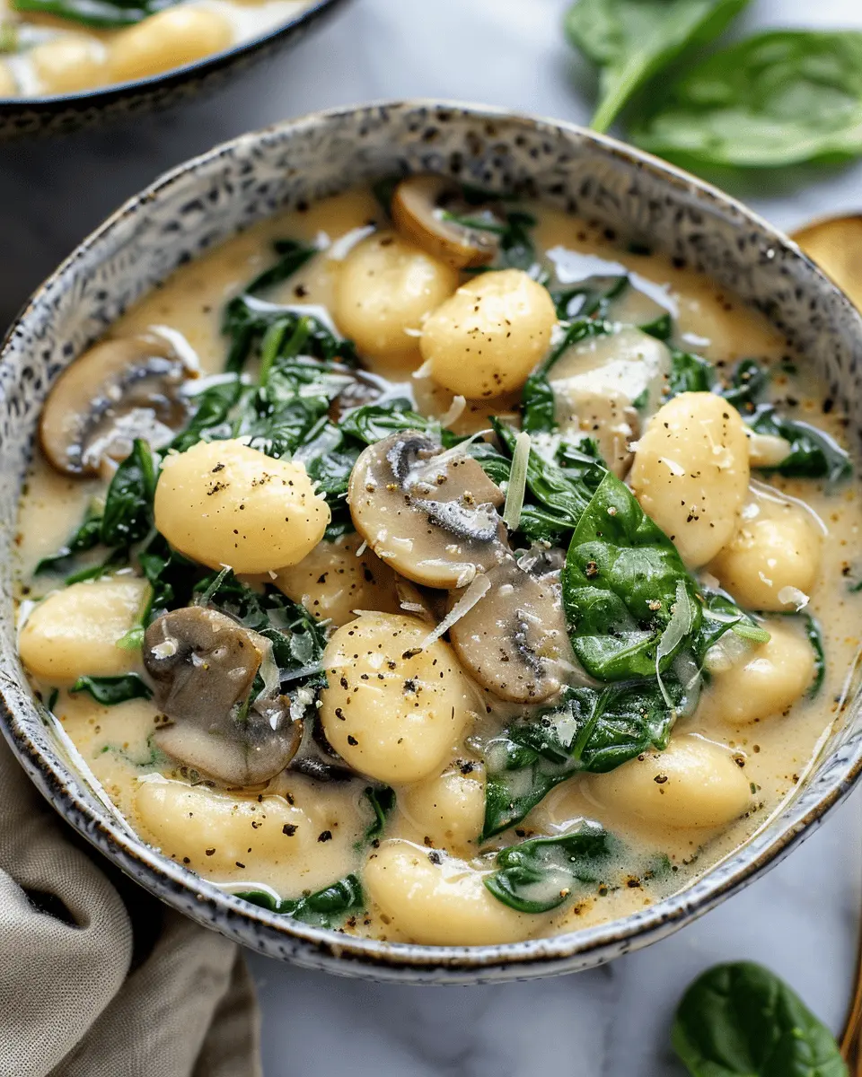 Easy Soup Recipes: Indulgent Creamy Spinach and Mushroom Gnocchi Soup