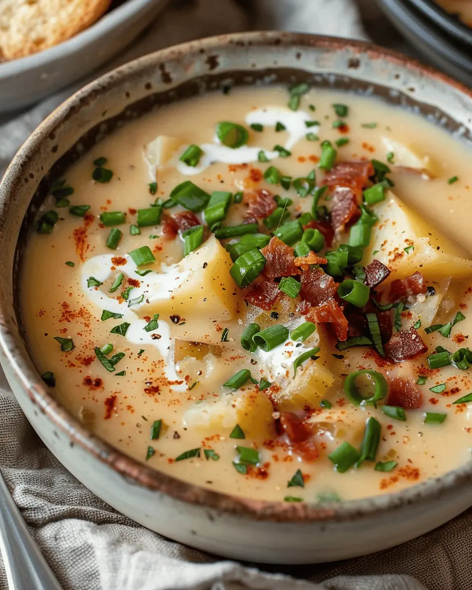 Easy Soup Recipes: Comforting Loaded Baked Potato Soup with Turkey Bacon