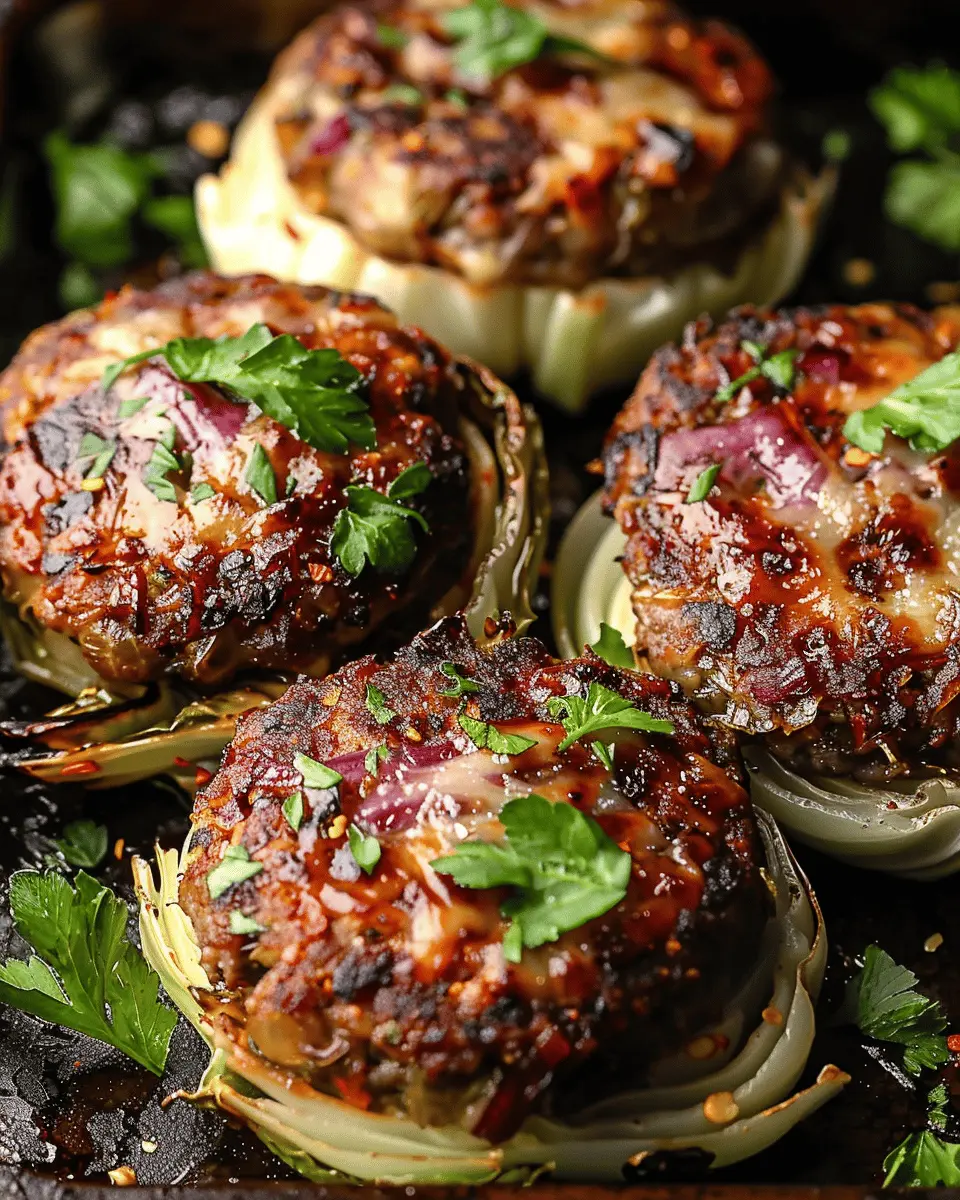 Low Carb Recipes: Delicious Oven-Baked Cabbage Burgers with Turkey Bacon