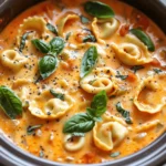 easy soup recipes : Crockpot Creamy Tomato Tortellini Soup