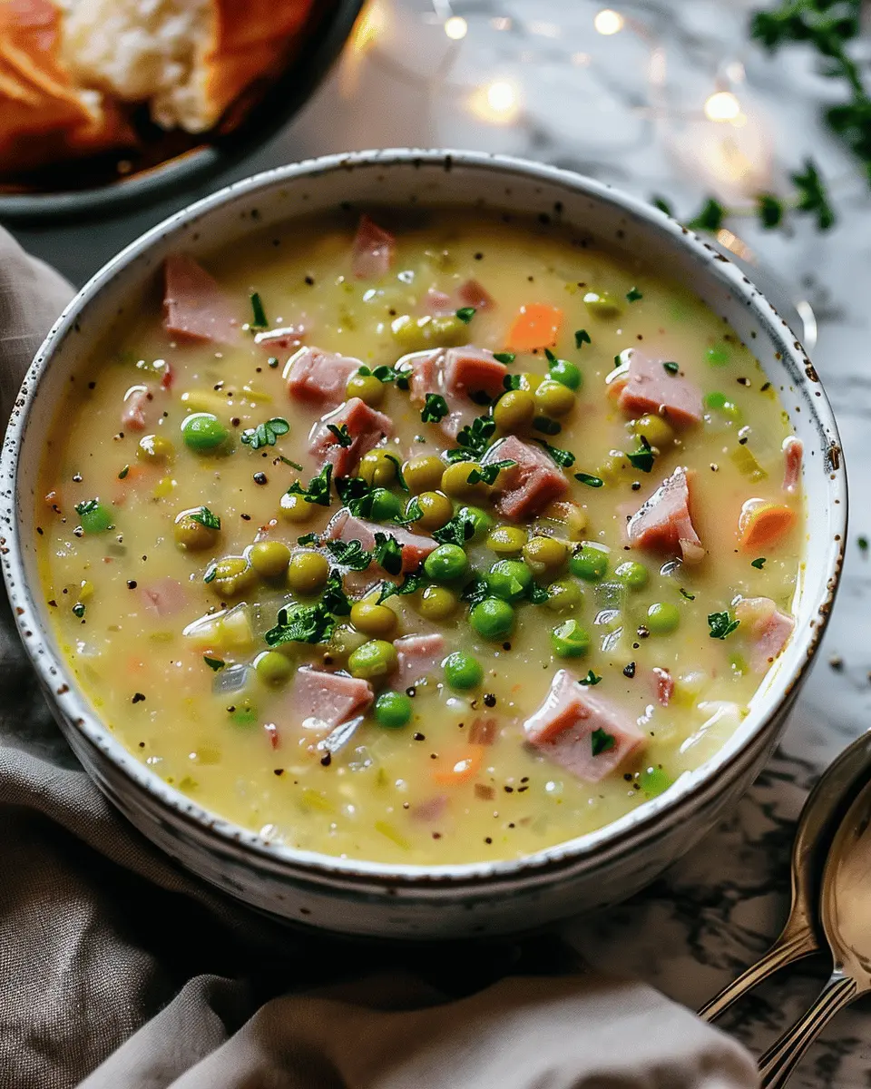 Easy Soup Recipes: Comforting Split Pea with Chicken Ham and Turkey Bacon