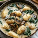 easy soup recipes : Creamy Spinach and Mushroom Gnocchi Soup