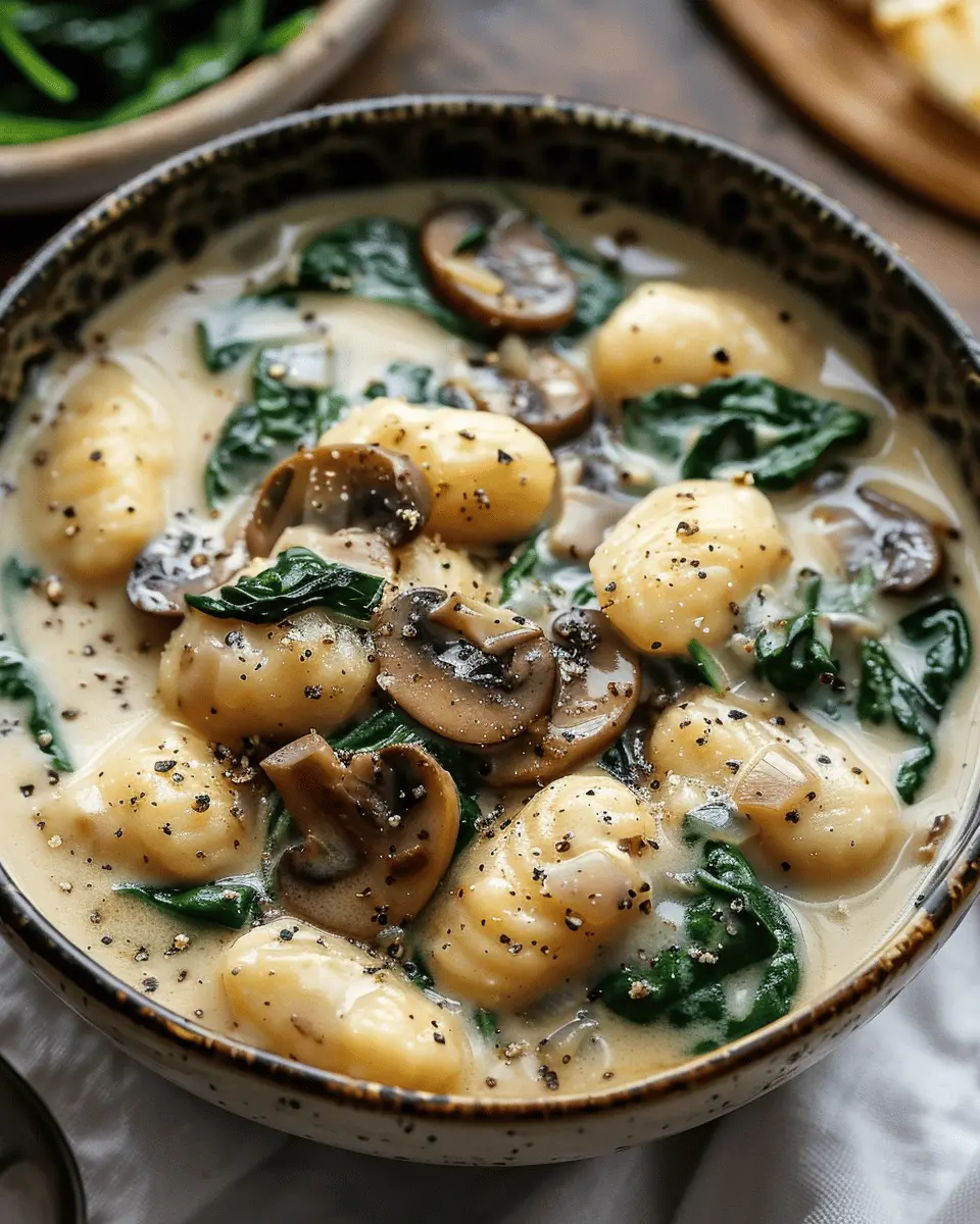 Easy Soup Recipes: Indulgent Creamy Spinach and Mushroom Gnocchi Soup