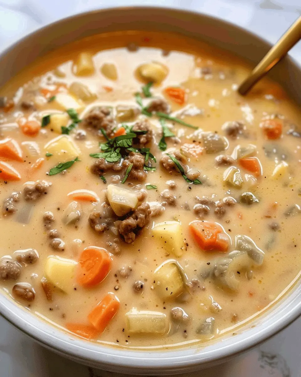 Easy Soup Recipes: Indulgent Cheeseburger Soup with Turkey Bacon