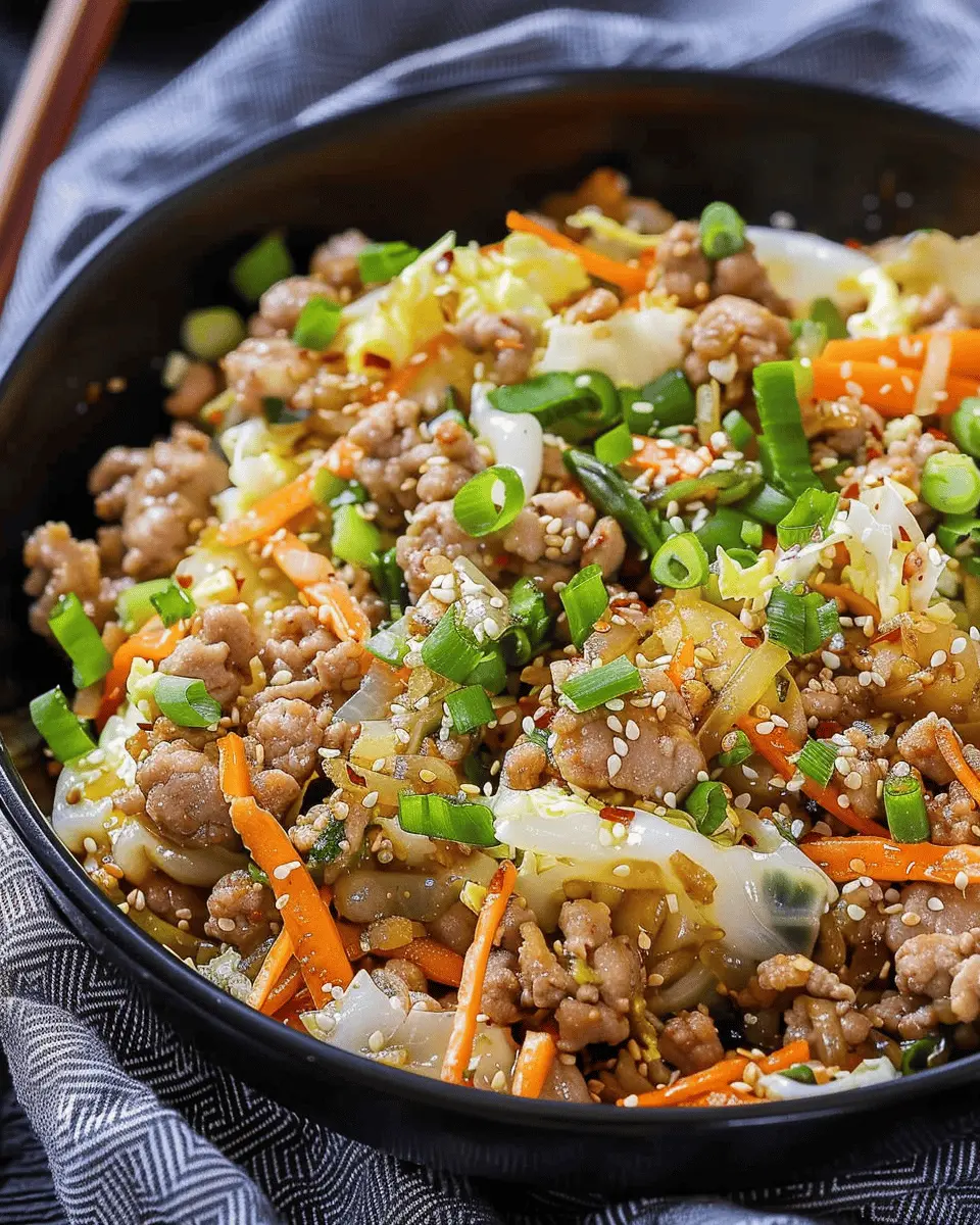 Low Carb Recipes: Easy Egg Roll in a Bowl with Turkey Bacon