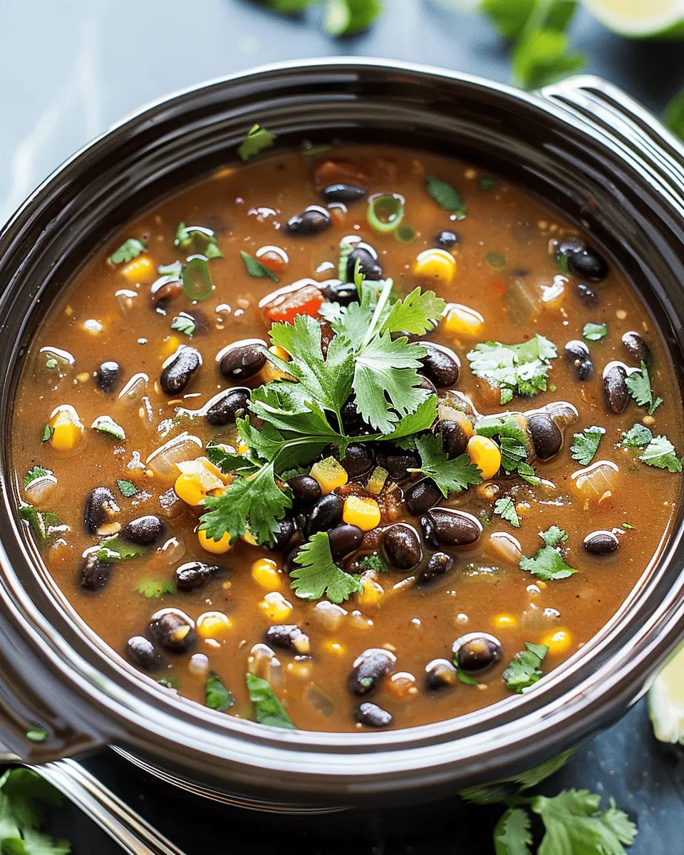 Easy Soup Recipes: Delightful Crockpot Black Bean Soup with Turkey Bacon