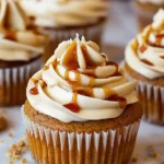 Pumpkin Cupcakes with Salted Caramel Cream Cheese Frosting