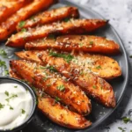 Sweet potato recipes : Baked Garlic Parmesan Potato Wedges