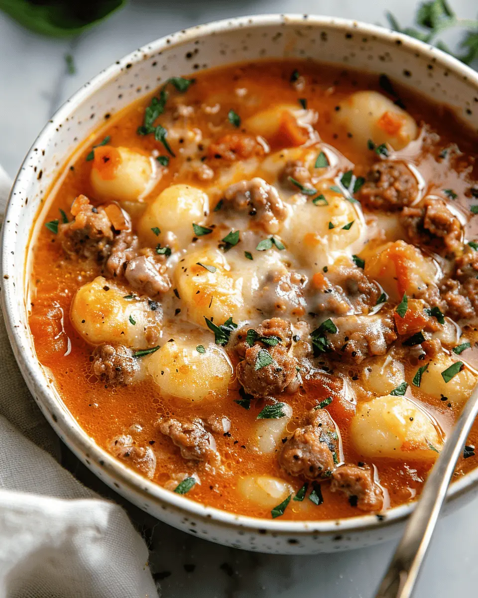easy soup recipes: Indulgent Creamy Italian Sausage Gnocchi Soup