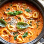 easy soup recipes : Crockpot Creamy Tomato Tortellini Soup