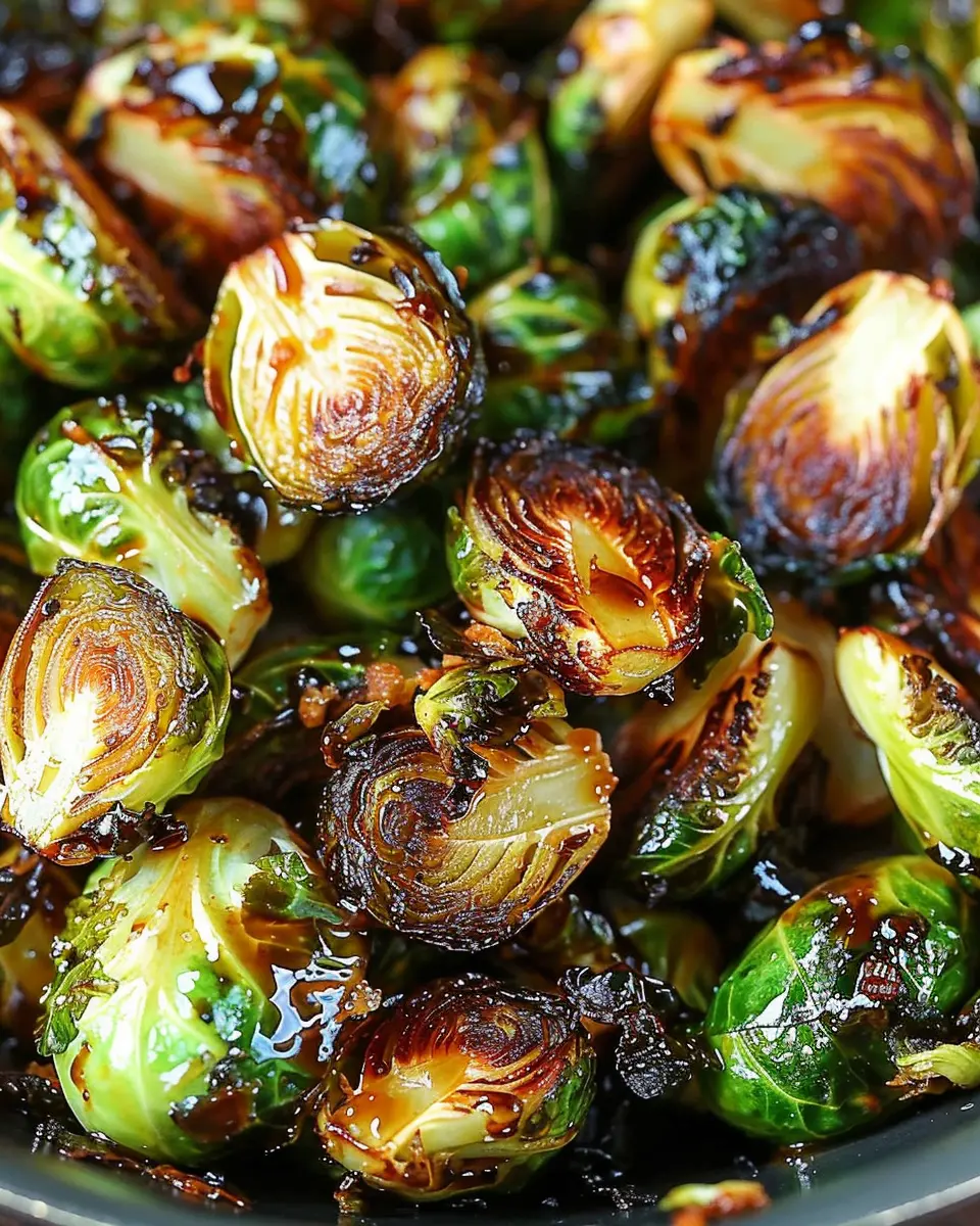 Crispy Honey Balsamic Brussels Sprouts with Turkey Bacon Delight