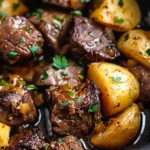 Slow Cooker Garlic Butter Beef Bites with Potatoes