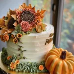 Personalized Pumpkin and Bloom Cake