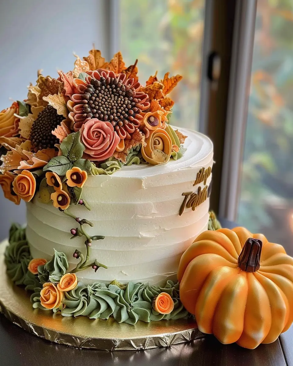 Personalized Pumpkin and Bloom Cake: A Cozy Fall Delight