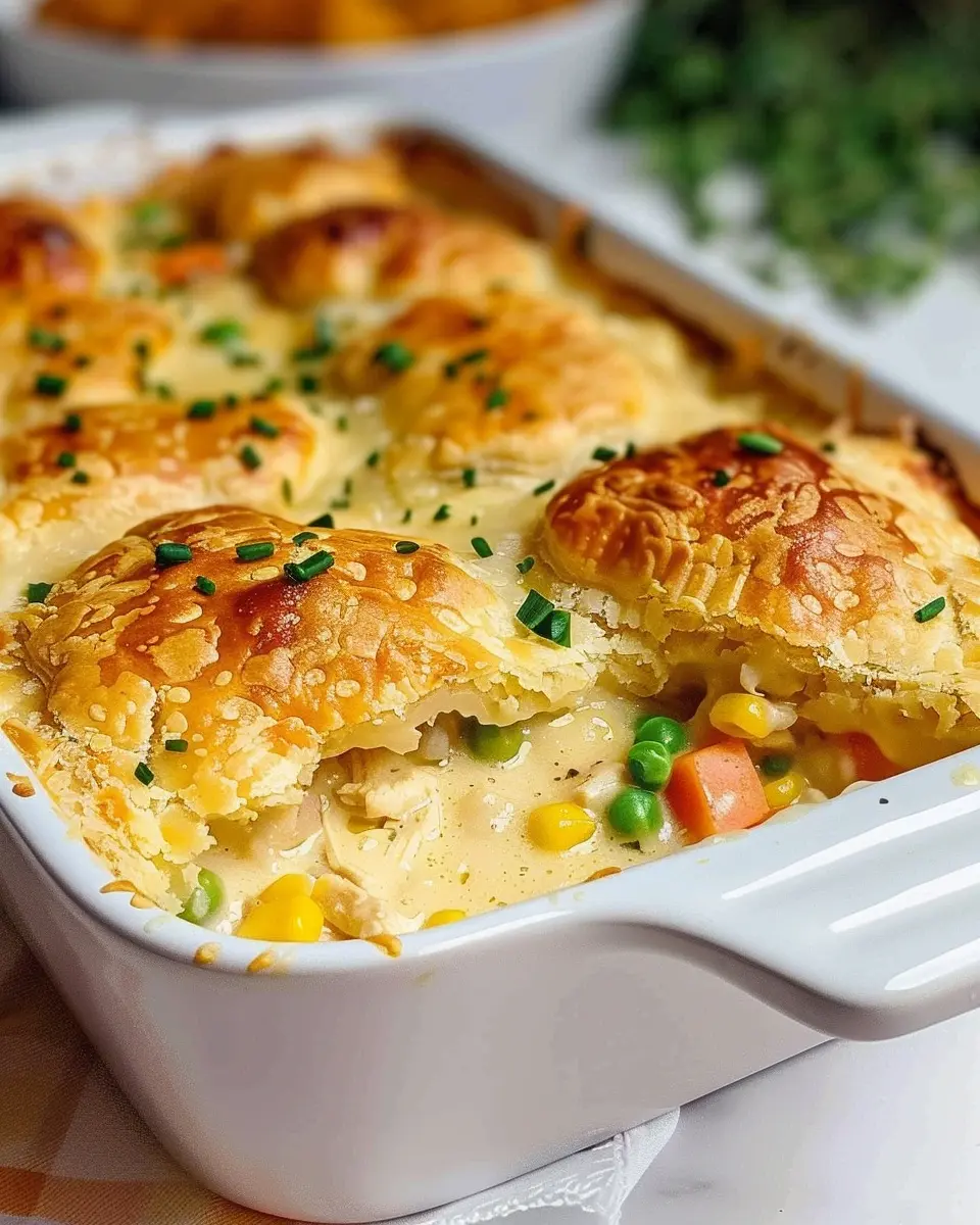 Easy Chicken Pot Pie Casserole with Turkey Bacon Delight