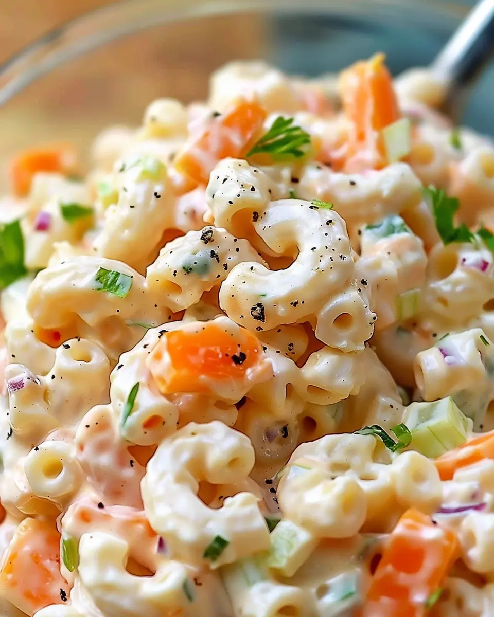 Food Truck Hawaiian Macaroni Salad with Turkey Bacon and Chicken Ham