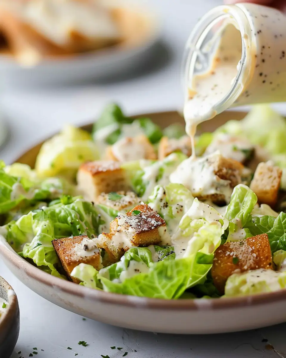 Quick Healthy Caesar Dressing with Greek Yogurt and Turkey Bacon