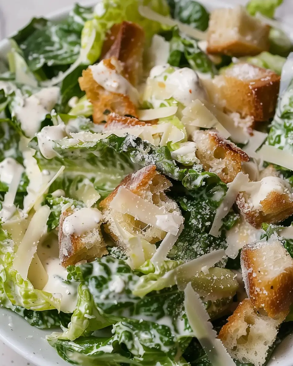 Easy Homemade Caesar Salad Recipe with Turkey Bacon and Chicken Ham